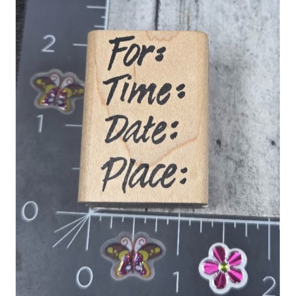 DeNami Design Invitation RSVP For Time Date Rubber Stamp Wood #O117